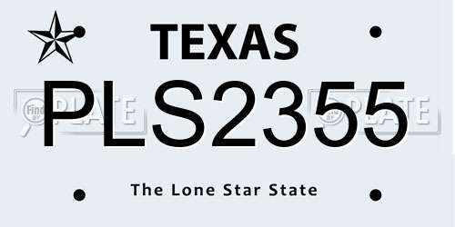 PLS2355 Texas License Plate