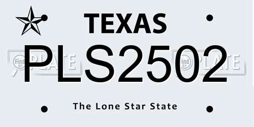 PLS2502 Texas License Plate