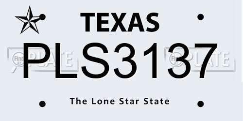 PLS3137 Texas License Plate