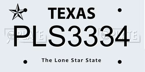 PLS3334 Texas License Plate