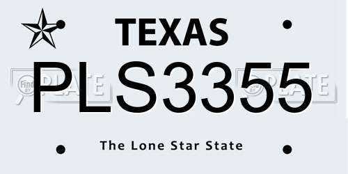 PLS3355 Texas License Plate