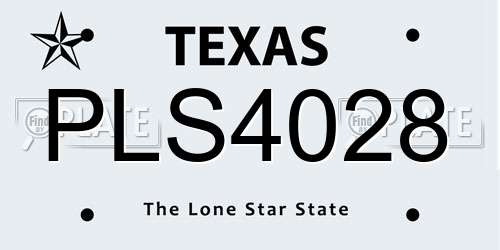 PLS4028 Texas License Plate