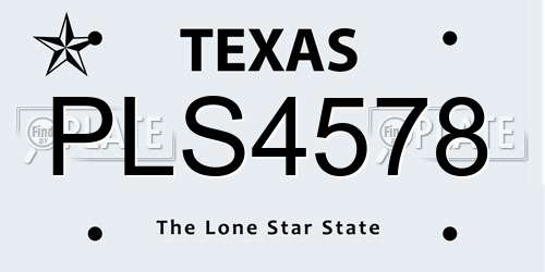 PLS4578 Texas License Plate