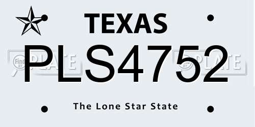 PLS4752 Texas License Plate