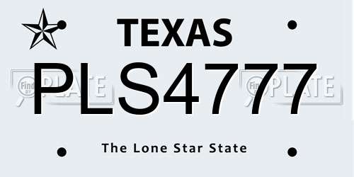 PLS4777 Texas License Plate