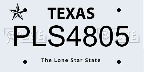 PLS4805 Texas License Plate