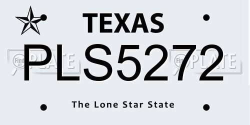PLS5272 Texas License Plate