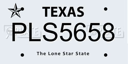 PLS5658 Texas License Plate