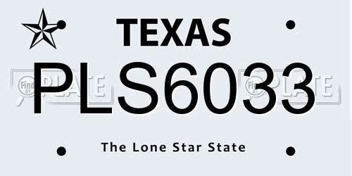 PLS6033 Texas License Plate