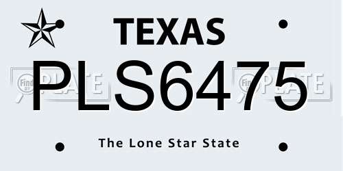 PLS6475 Texas License Plate