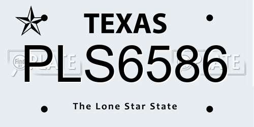 PLS6586 Texas License Plate