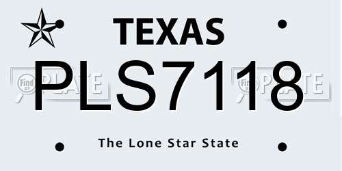 PLS7118 Texas License Plate