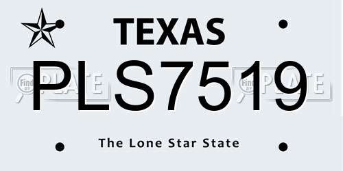 PLS7519 Texas License Plate