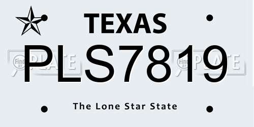PLS7819 Texas License Plate