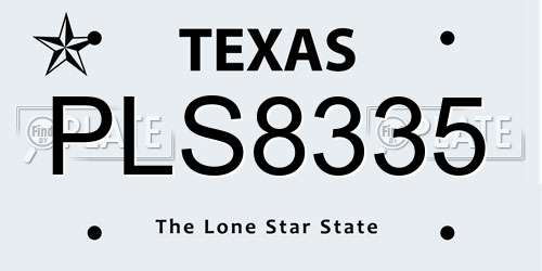 PLS8335 Texas License Plate