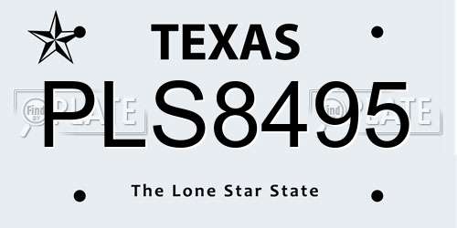 PLS8495 Texas License Plate