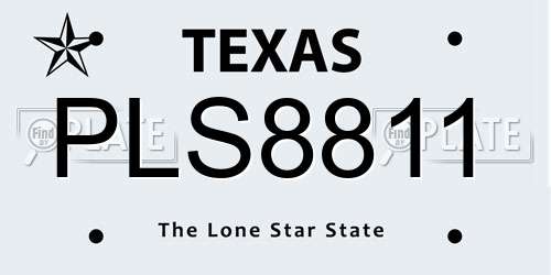 PLS8811 Texas License Plate