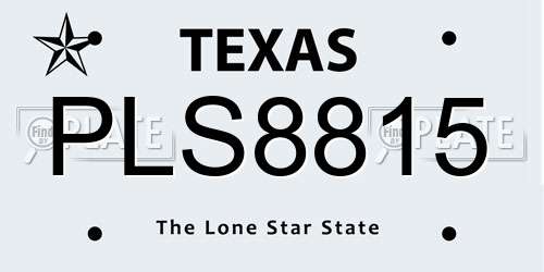 PLS8815 Texas License Plate