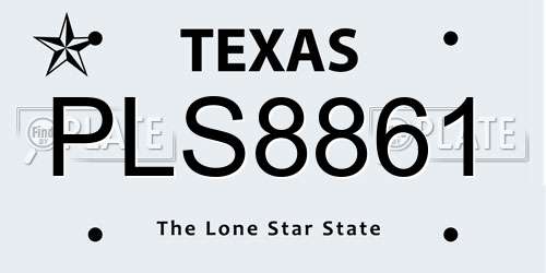 PLS8861 Texas License Plate