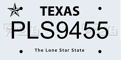 PLS9455 Texas License Plate