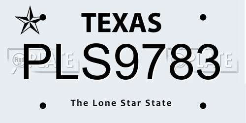 PLS9783 Texas License Plate