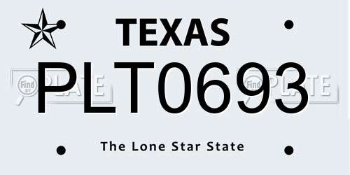 PLT0693 Texas License Plate