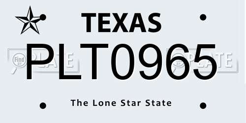 PLT0965 Texas License Plate