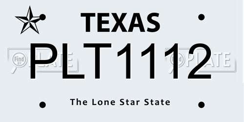 PLT1112 Texas License Plate