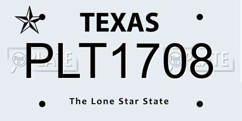 PLT1708 Texas License Plate