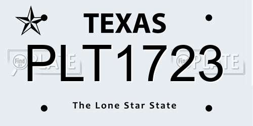 PLT1723 Texas License Plate