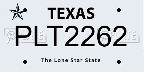 PLT2262 Texas License Plate
