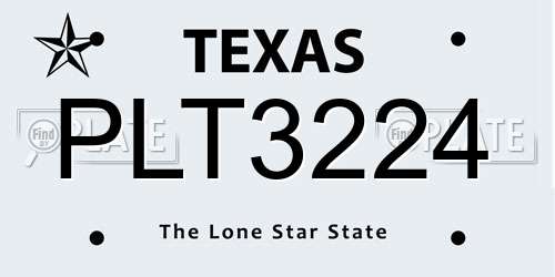 PLT3224 Texas License Plate