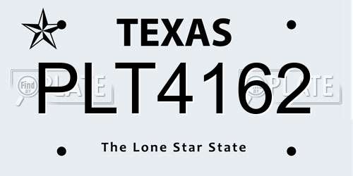 PLT4162 Texas License Plate