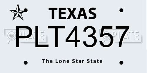 PLT4357 Texas License Plate