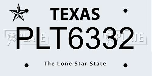 PLT6332 Texas License Plate