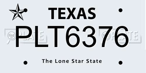 PLT6376 Texas License Plate
