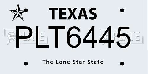PLT6445 Texas License Plate