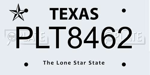 PLT8462 Texas License Plate