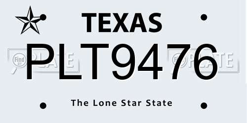 PLT9476 Texas License Plate