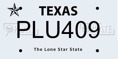PLU409 Texas License Plate