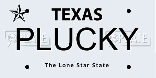 PLUCKY Texas License Plate