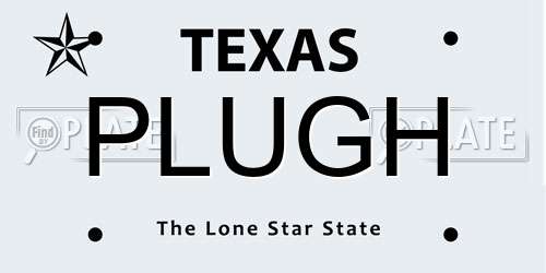 PLUGH Texas License Plate