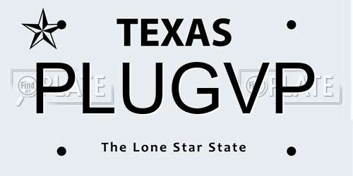 PLUGVP Texas License Plate
