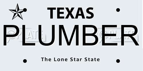 PLUMBER Texas License Plate