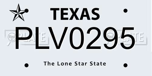PLV0295 Texas License Plate