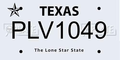 PLV1049 Texas License Plate