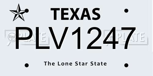 PLV1247 Texas License Plate