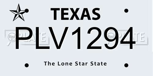 PLV1294 Texas License Plate