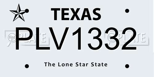 PLV1332 Texas License Plate