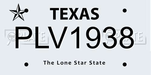 PLV1938 Texas License Plate